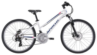 Apollo Verve 24 Inch Youth Bike - Gloss White/Navy Blue/Pink