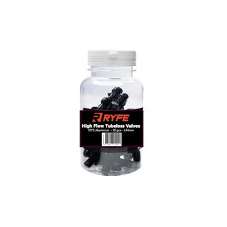 RYFE Tubeless High Flow Presta Valves 44mm Jar of 20 - Black