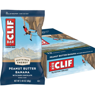 Clif Energy Bars Snack 12 Pack - Peanut Butter Banana With Dark Chocolate