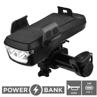 QBP Cell Vision Plus 650 Lumen Bike Light Phone Mount Power Bank Horn 4-in-1