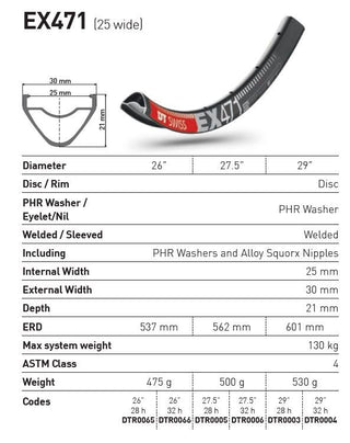 DT Swiss Rim EX471 29 28H 25 Wide