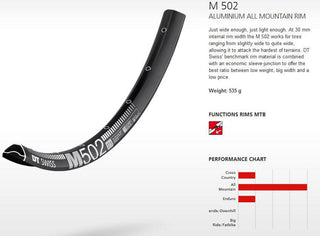 DT Swiss Rim M502 27.5 28h 30 Wide