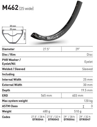 DT Swiss Rim M462 27.5 32H 25 Wide