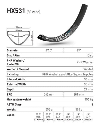 DT Swiss Rim HX531 29 30 Wide 32H