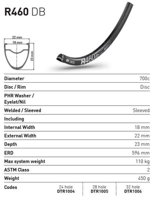 DT Swiss Rim R460 DB 24h 700c - Black