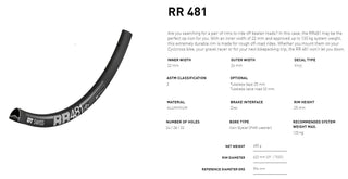 DT Swiss Rim RR481 700c DB 28h 22 Wide - Black