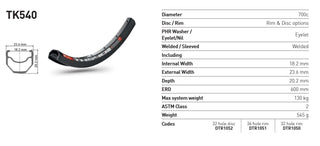 DT Swiss Rim TK540 36H 29/700C Trekking