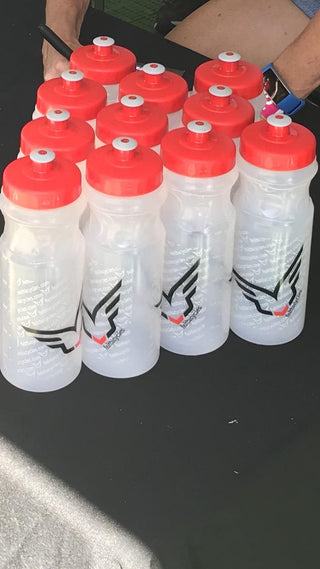 Felt Bottle 24oz Striped Bottle- Clear/Red