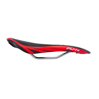 FUNN Adlib MTB Saddle CrMo Rails Vinyl Leather Cover - Black/Red