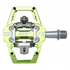 HT T2 Clipless MTB Pedals (Alloy/CNC CRMO) - Apple-Green