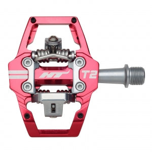 HT T2 Clipless MTB Pedals (Alloy/CNC CRMO) - Red