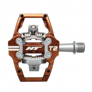 HT T2 Clipless MTB Pedals (Alloy/CNC CRMO) - Root Beer