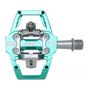 HT T2 Clipless MTB Pedals (Alloy/CNC CRMO) - Turq