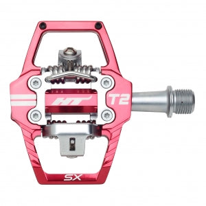 HT T2-SX Clipless BMX Pedals (Alloy/CNC CRMO) - Red