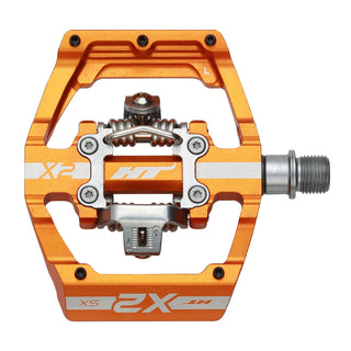 HT X2-SX Clipless BMX Pedals (Alloy/CNC CRMO) - Orange
