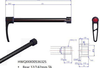 DT Swiss RWS 12 142 171mm Long 1.5mm Pitch E-THRU