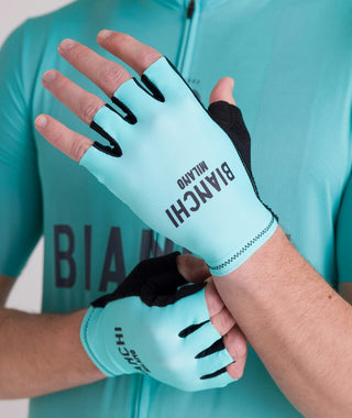 Santini Bianchi Classic Short Finger Gloves - Celeste
