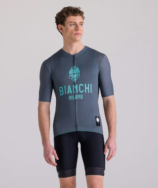 Santini Bianchi Men's Short Sleeve Classic Jersey Classic Fit - Grey