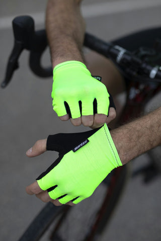 Santini Cubo Cycling Gloves - Fluro Green