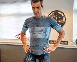 Santini Forza Indoor Training Tech Men's Short Sleeve T-Shirt - Blue Grey