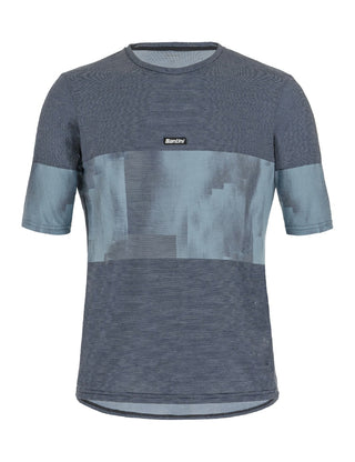 Santini Forza Indoor Training Tech Men's Short Sleeve T-Shirt - Blue Grey