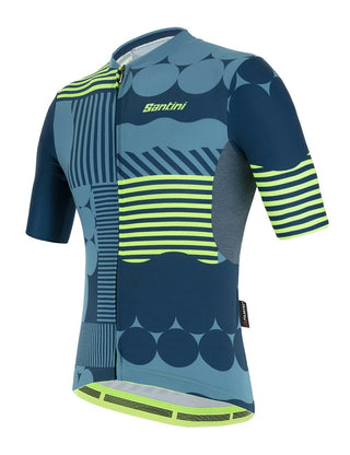Santini Delta Optic Men's Short Sleeve Jersey - Fluro Green