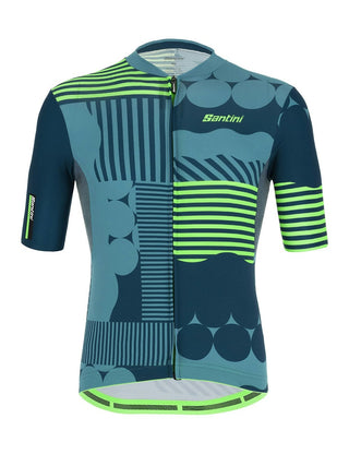 Santini Delta Optic Men's Short Sleeve Jersey - Fluro Green