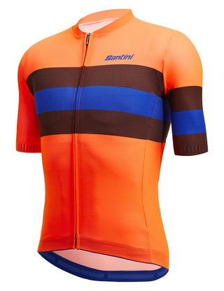 Santini Eco Sleek Bengal 3S Men's Short Sleeve Summer Jersey - Fluro Orange