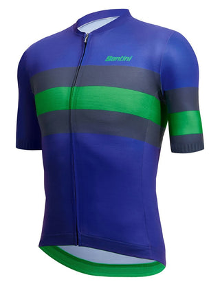 Santini Eco Sleek Bengal 3S Men's Short Sleeve Summer Jersey - Nautica Blue