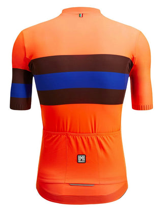 Santini Eco Sleek Bengal 3S Men's Short Sleeve Summer Jersey - Fluro Orange