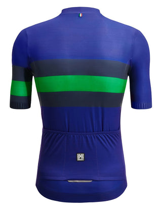 Santini Eco Sleek Bengal 3S Men's Short Sleeve Summer Jersey - Nautica Blue