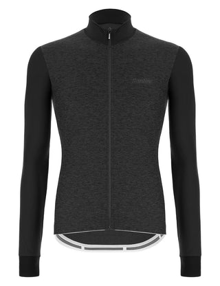 Santini Colore Puro Long Sleeve Men's Jersey - Black Nero