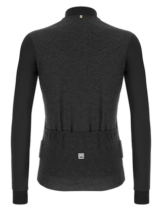 Santini Colore Puro Long Sleeve Men's Jersey - Black Nero