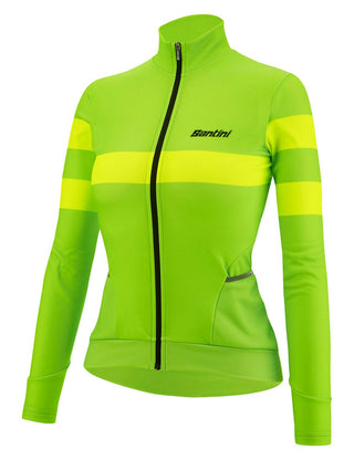 Santini Coral Bengal Women's Long Sleeve Jersey - Fluro Green