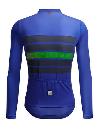 Santini Eco Sleek Bengal Men's Long Sleeve Summer Jersey - Nautica Blue