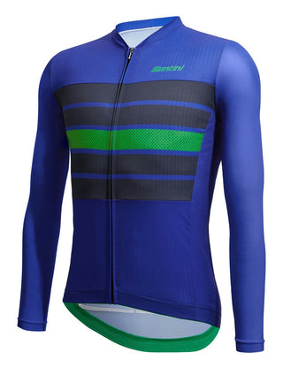 Santini Eco Sleek Bengal Men's Long Sleeve Summer Jersey - Nautica Blue
