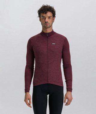 Santini Pure 4W Men's Thermal Long Sleeve Jersey - Burgundy