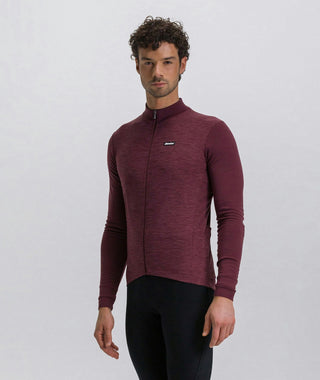 Santini Pure 4W Men's Thermal Long Sleeve Jersey - Burgundy