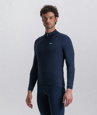 Santini Pure 4W Men's Thermal Long Sleeve Jersey - Nautica Blue
