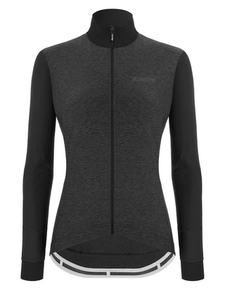 Santini Colore Puro Women's Long Sleeve Jersey - Black Nero