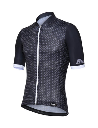 Santini Sleek99 FZ Men's Short Sleeve Jersey - Black