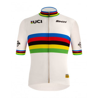Santini UCI Road 100 Gold Lim Edition Short Sleeve Jersey - World Champ White