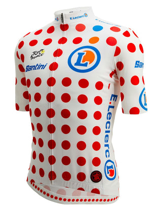 Santini Tour De France Climber Men's Short Sleeve Leaders Jersey - White/Red
