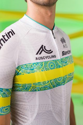 Santini Team Australia Replica Men's Short Sleeve Jersey - White