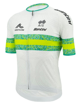 Santini Team Australia Replica Men's Short Sleeve Jersey - White