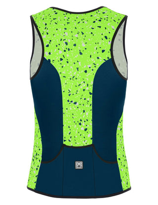 Santini Pietra Sleek Men's Tri Top - Fluro Green