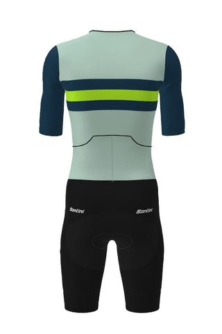 Santini Leaf Short Sleeve Men's Trisuit - Fluro/Green