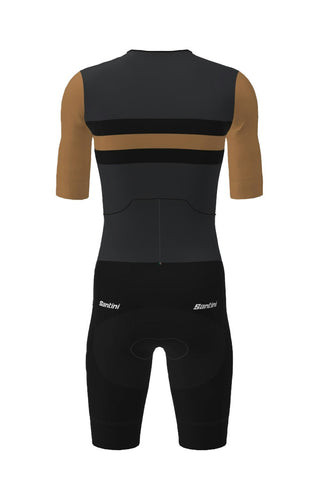 Santini Leaf Short Sleeve Men's Trisuit - Black/Gold