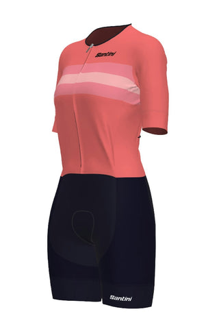 Santini Leaf Short Sleeve Women's Trisuit - Coral