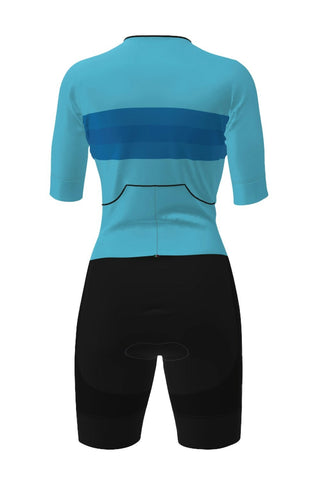 Santini Leaf Short Sleeve Women's Trisuit - Light Blue